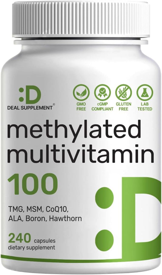 Brand: DEAL SUPPLEMENT — DEAL SUPPLEMENT Methylated Multivitamin for Men & Women, 240 Capsules | 100% DV Vitamins & Minerals | Activated B-Complex & Chelated Minerals, with CoQ10, TMG & ALA | Non-GMO, cGMP Manufactured