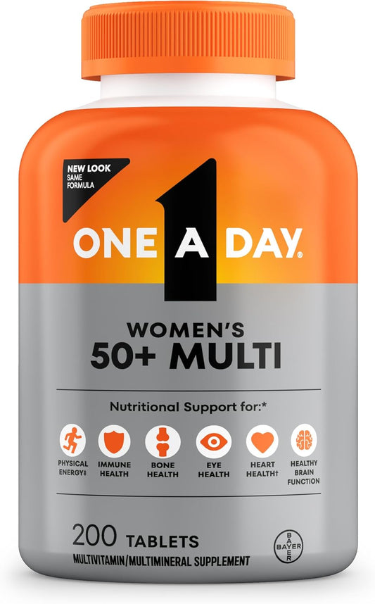 Visit the ONE A DAY Store — One A Day Multivitamin for Women 50 and Over Tablets, Womens Multivitamin 50 Plus with Vitamins D, C, E, Zinc & Biotin, Daily Vitamins for Woman 50+, 200 Ct (Packaging May Vary)