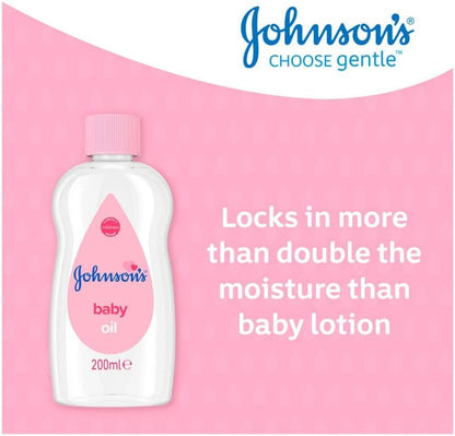 Johnson's Baby Oil, Pure Mineral Oil to Prevent Moisture Loss for Newborn, Kids, & Adults, Gentle, Soothing Baby Massage Oil, Dry Skin Relief, Hypoallergenic, Original Scent, Baby Essentials, 3 fl. oz