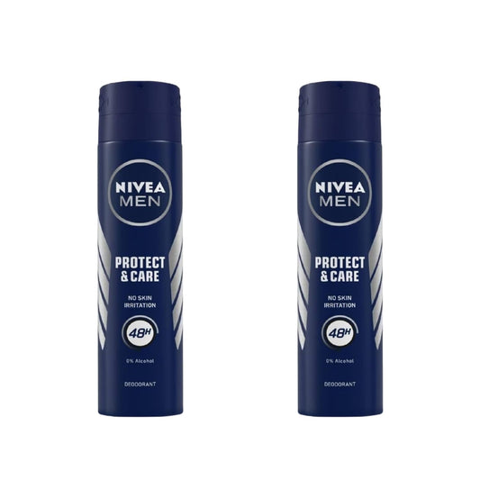 Visit the NIVEA Store — NIVEA MEN Protect & Care Anti-Perspirant Deodorant Spray, 0% Alcohol, 48H Odor Protection, Skin-Friendly, Woody Masculine Scent, Dermatologically Tested, 150ml, Pack of 2