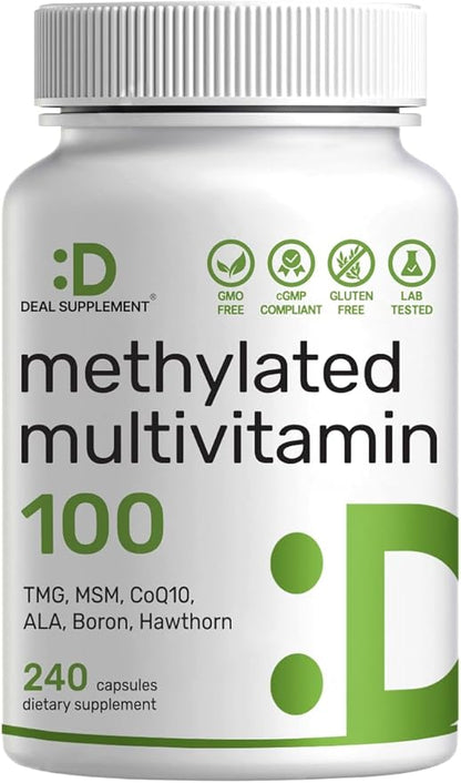 Brand: DEAL SUPPLEMENT — DEAL SUPPLEMENT Methylated Multivitamin for Men & Women, 240 Capsules | 100% DV Vitamins & Minerals | Activated B-Complex & Chelated Minerals, with CoQ10, TMG & ALA | Non-GMO, cGMP Manufactured