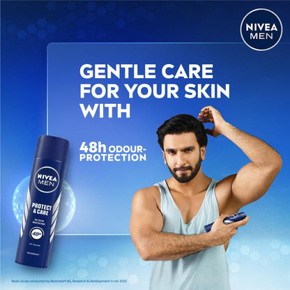 Visit the NIVEA Store — NIVEA MEN Protect & Care Anti-Perspirant Deodorant Spray, 0% Alcohol, 48H Odor Protection, Skin-Friendly, Woody Masculine Scent, Dermatologically Tested, 150ml, Pack of 2