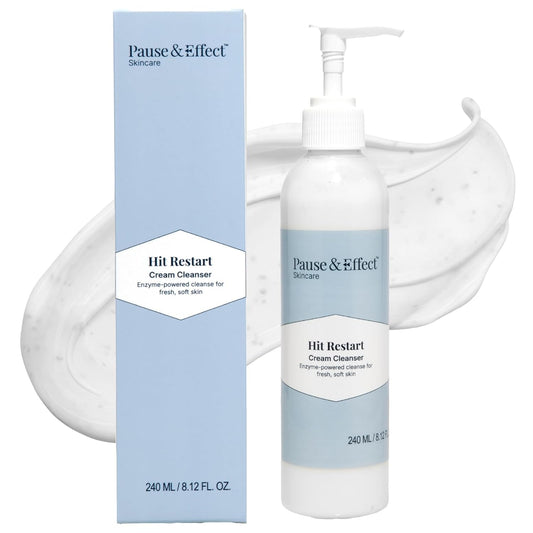 Pause & Effect Gentle Enzyme Face Cleanser for Dry, Sensitive Skin — Hydrating Cream Face Wash with Green Tea, Removes Makeup and Sunscreen, for Menopausal Skin, Women 40 Plus, 240ml