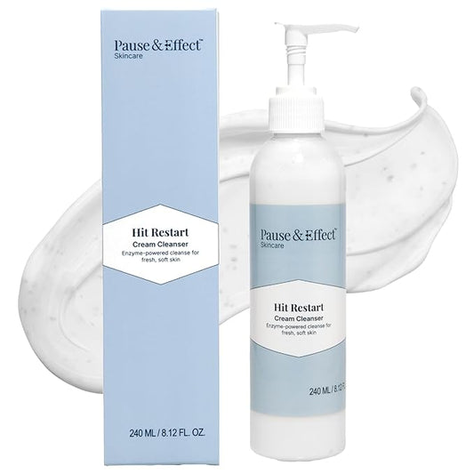 Pause & Effect Gentle Enzyme Face Cleanser for Dry, Sensitive Skin — Hydrating Cream Face Wash with Green Tea, Removes Makeup and Sunscreen, for Menopausal Skin, Women 40 Plus, 240ml