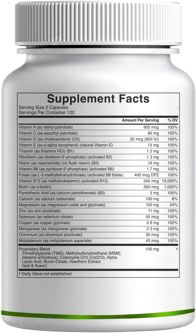 Brand: DEAL SUPPLEMENT — DEAL SUPPLEMENT Methylated Multivitamin for Men & Women, 240 Capsules | 100% DV Vitamins & Minerals | Activated B-Complex & Chelated Minerals, with CoQ10, TMG & ALA | Non-GMO, cGMP Manufactured