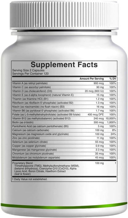 Brand: DEAL SUPPLEMENT — DEAL SUPPLEMENT Methylated Multivitamin for Men & Women, 240 Capsules | 100% DV Vitamins & Minerals | Activated B-Complex & Chelated Minerals, with CoQ10, TMG & ALA | Non-GMO, cGMP Manufactured