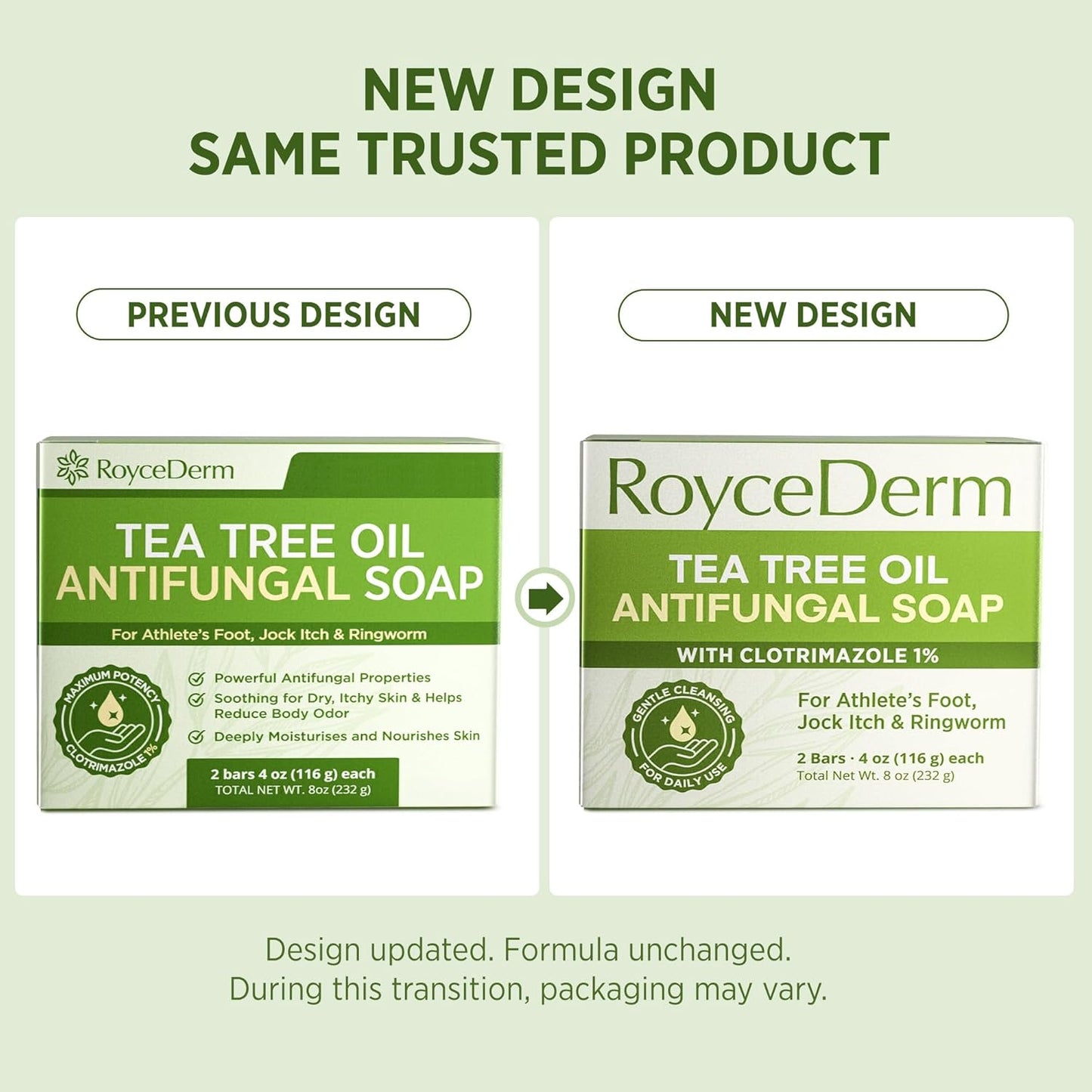 Visit the Roycederm Store — Roycederm Antifungal Bar Soap - Tea tree Oil Soap - Athlete’s Foot Treatment for Jock Itch & Ringworm - Medicated Antifungal Soap with Clotrimazole 1% - Tea Tree Oil Scent, 1 Pack