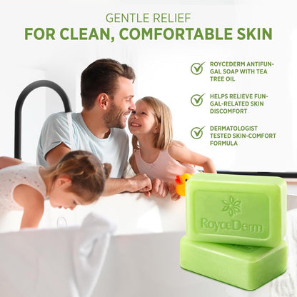 Visit the Roycederm Store — Roycederm Antifungal Bar Soap - Tea tree Oil Soap - Athlete’s Foot Treatment for Jock Itch & Ringworm - Medicated Antifungal Soap with Clotrimazole 1% - Tea Tree Oil Scent, 1 Pack
