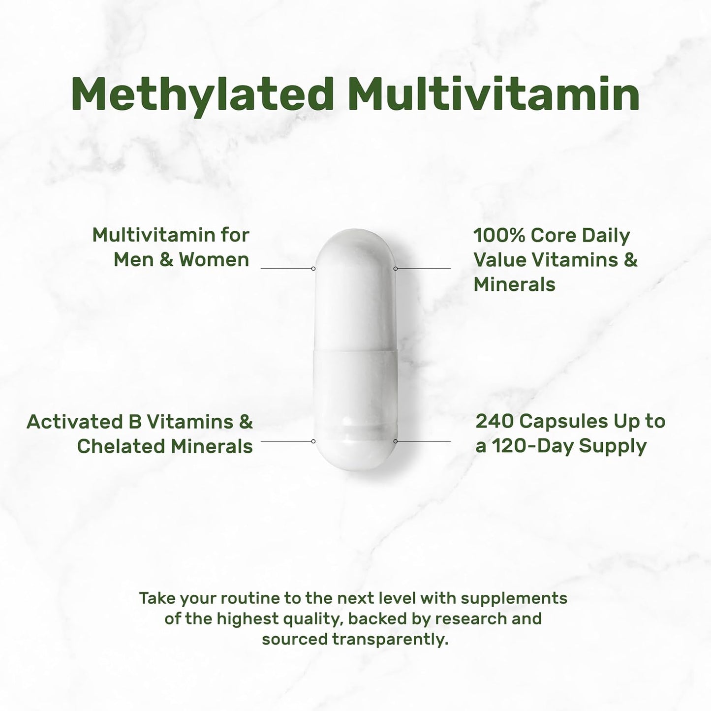 Brand: DEAL SUPPLEMENT — DEAL SUPPLEMENT Methylated Multivitamin for Men & Women, 240 Capsules | 100% DV Vitamins & Minerals | Activated B-Complex & Chelated Minerals, with CoQ10, TMG & ALA | Non-GMO, cGMP Manufactured