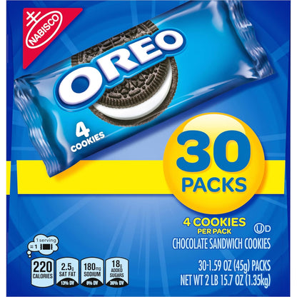 Visit the Oreo Store — OREO Chocolate Sandwich Cookies, 30 Snack Packs (4 Cookies Per Pack)