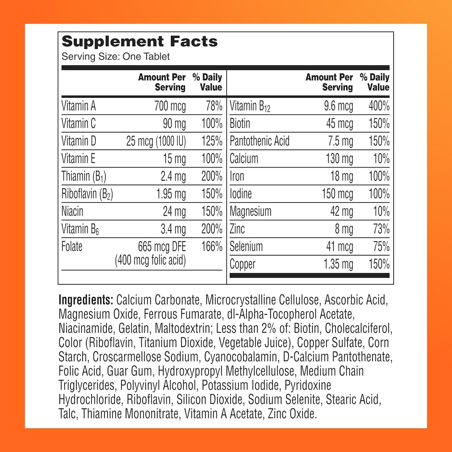 Visit the ONE A DAY Store — One A Day Multivitamin for Women- Daily Vitamins for Woman with Biotin, Calcium, Folic Acid, Iron & Zinc, Complete Women’s Vitamins, 200 Ct (Packaging May Vary)