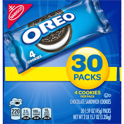 Visit the Oreo Store — OREO Chocolate Sandwich Cookies, 30 Snack Packs (4 Cookies Per Pack)