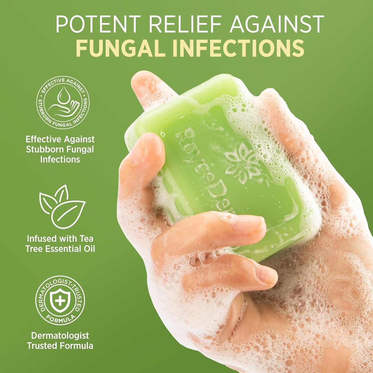Visit the Roycederm Store — Roycederm Antifungal Bar Soap - Tea tree Oil Soap - Athlete’s Foot Treatment for Jock Itch & Ringworm - Medicated Antifungal Soap with Clotrimazole 1% - Tea Tree Oil Scent, 1 Pack