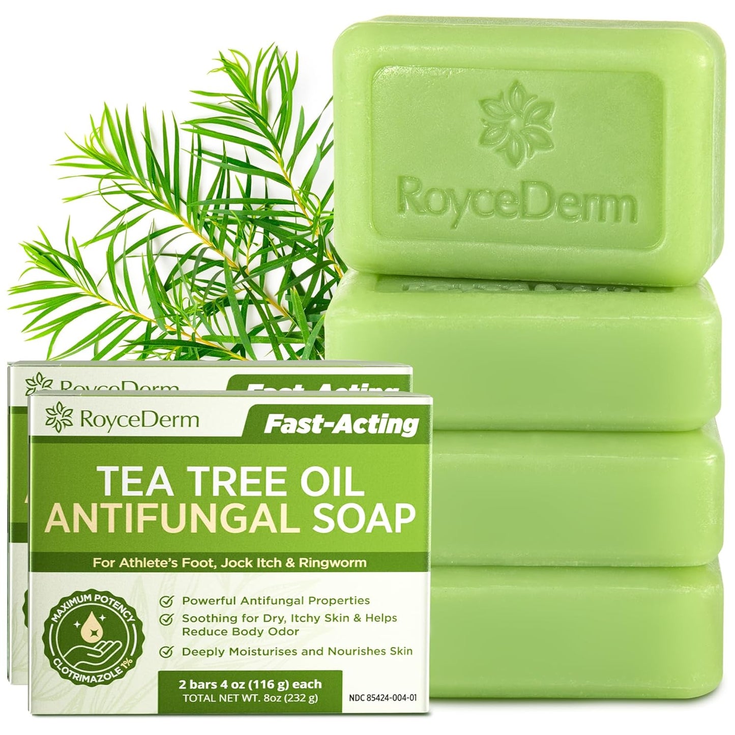 Visit the Roycederm Store — Roycederm Antifungal Bar Soap - Tea tree Oil Soap - Athlete’s Foot Treatment for Jock Itch & Ringworm - Medicated Antifungal Soap with Clotrimazole 1% - Tea Tree Oil Scent, 1 Pack